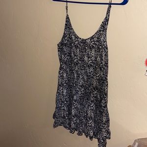 Blue flowered mini dress, beach cover up, size M/L